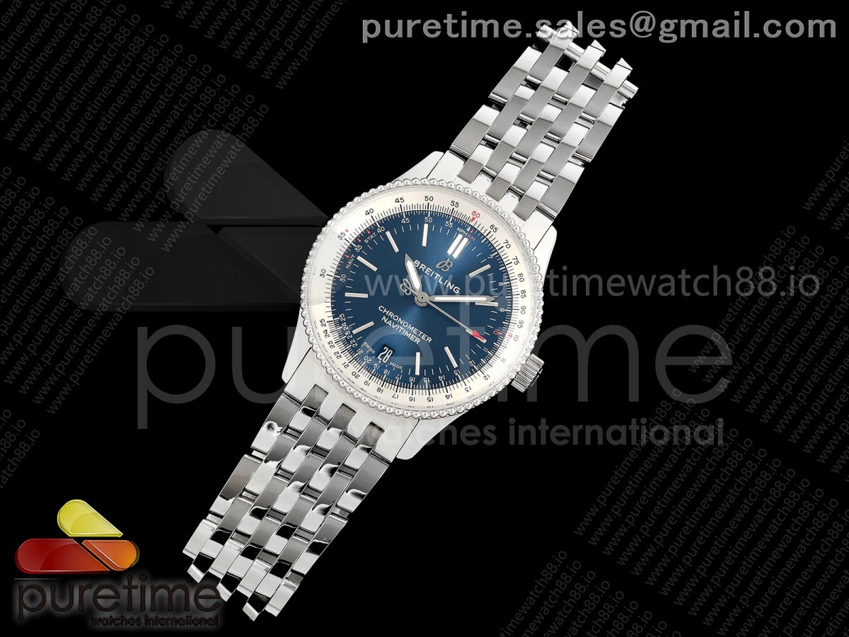 TF공장 브라이틀링 내비타이머 38 블루다이얼 브레이슬릿 Navitimer 38 Date SS TF 1:1 Best Edition Blue Dial on SS Bracelet A2824