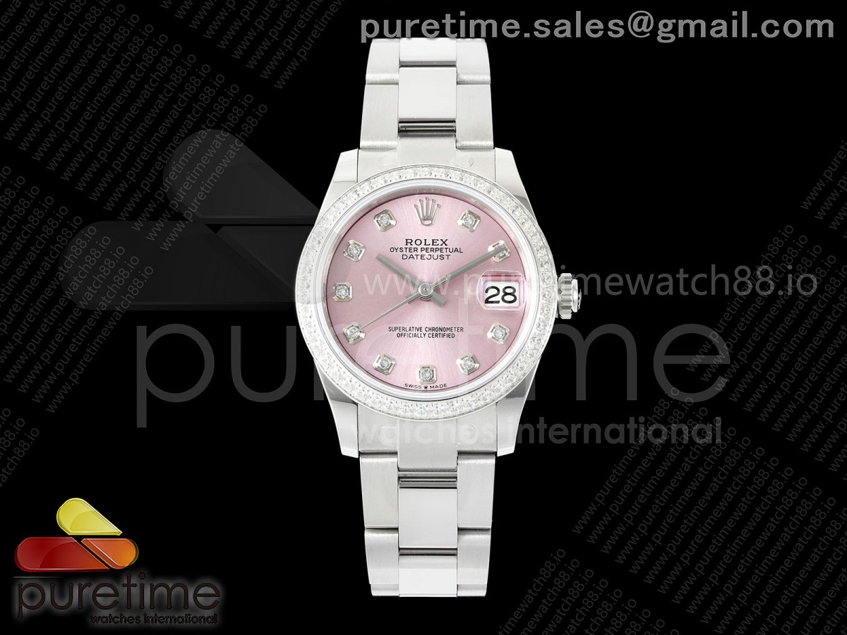 AR공장 롤렉스 레이디 데이저스트 31 핑크다이얼 텐포인트 다이아몬드베젤 오이스터브레이슬릿 10P DateJust 31 SS ARF 1:1 Best Edition Pink Diamonds Dial Diamonds Bezel on Oyster Bracelet ETA2688