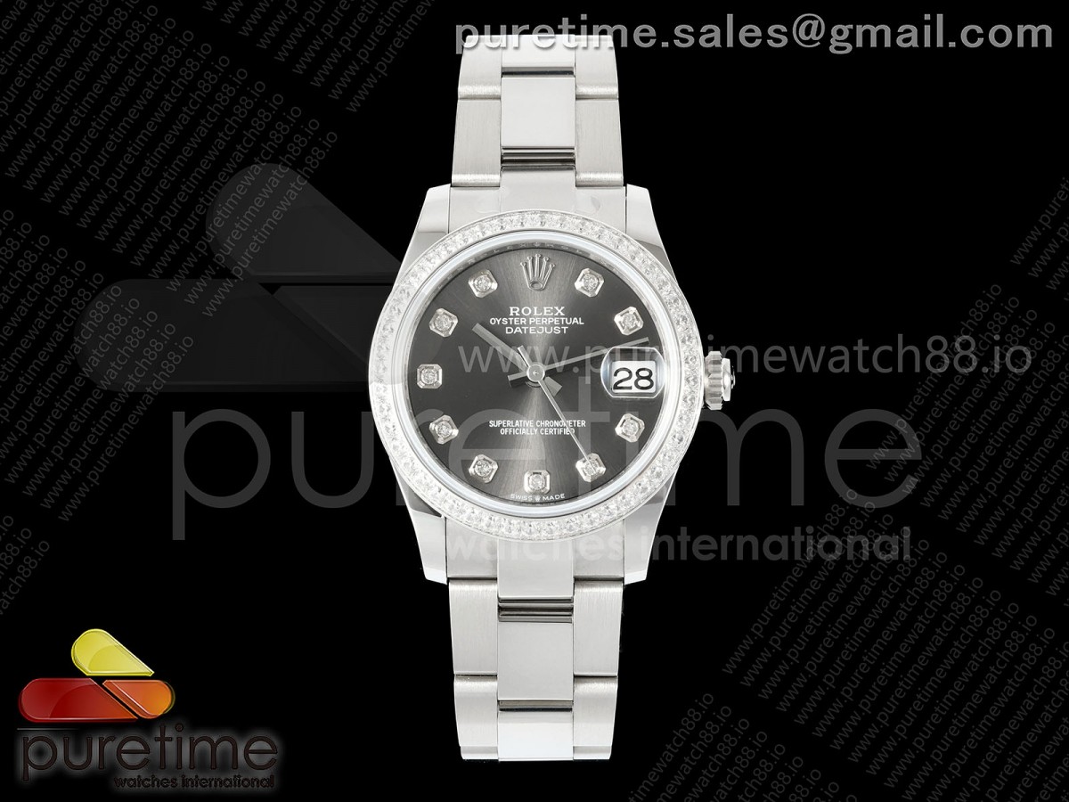 AR공장 롤렉스 레이디 데이저스트 31 그레이다이얼 텐포인트 다이아몬드베젤 오이스터브레이슬릿 10P DateJust 31 SS ARF 1:1 Best Edition Gray Diamonds Dial Diamonds Bezel on Oyster Bracelet ETA2688