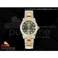 AR공장 롤렉스 레이디 데이저스트 31 옐로우골드콤비 그린다이얼 텐포인트 다이아몬드베젤 오이스터브레이슬릿 10P DateJust 31 SS/YG ARF 1:1 Best Edition Green Diamonds Dial Diamonds Bezel on Oyster Bracelet ETA2688