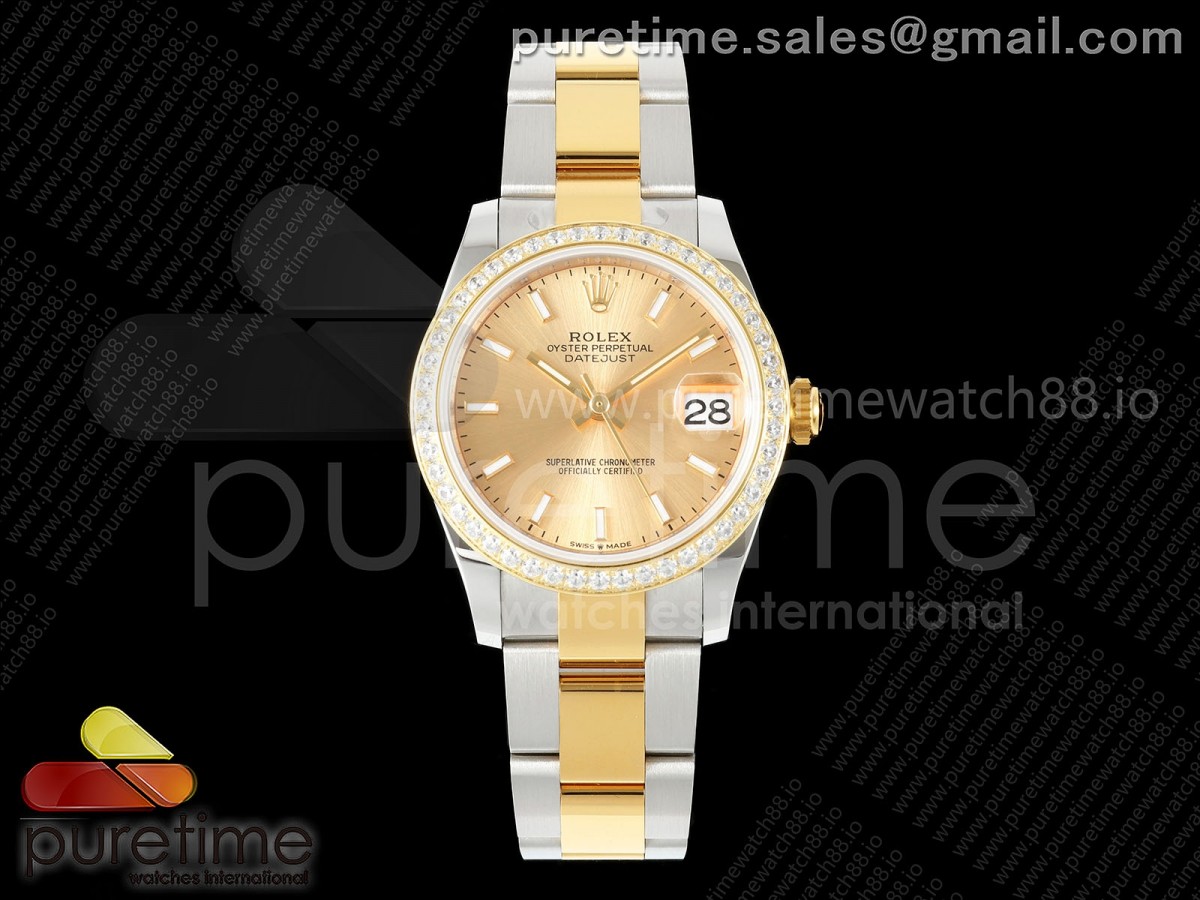 AR공장 롤렉스 레이디 데이저스트 31 옐로우골드콤비 샴페인다이얼 다이아몬드베젤 오이스터브레이슬릿 DateJust 31 SS/YG ARF 1:1 Best Edition YG Stick Dial Diamonds Bezel on Oyster Bracelet ETA2688