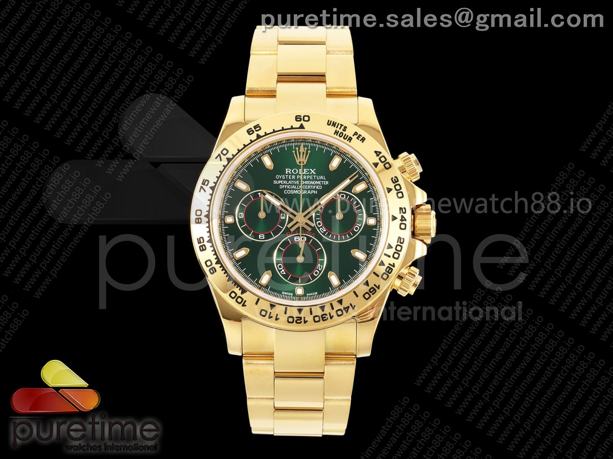 ZF공장 롤렉스 롤렉스 데이토나 옐로우골드금통 그린다이얼 브레이슬릿 텅스텐 헐크 Daytona 116508 ZF 1:1 Best Edition Green Dial on YG Bracelet