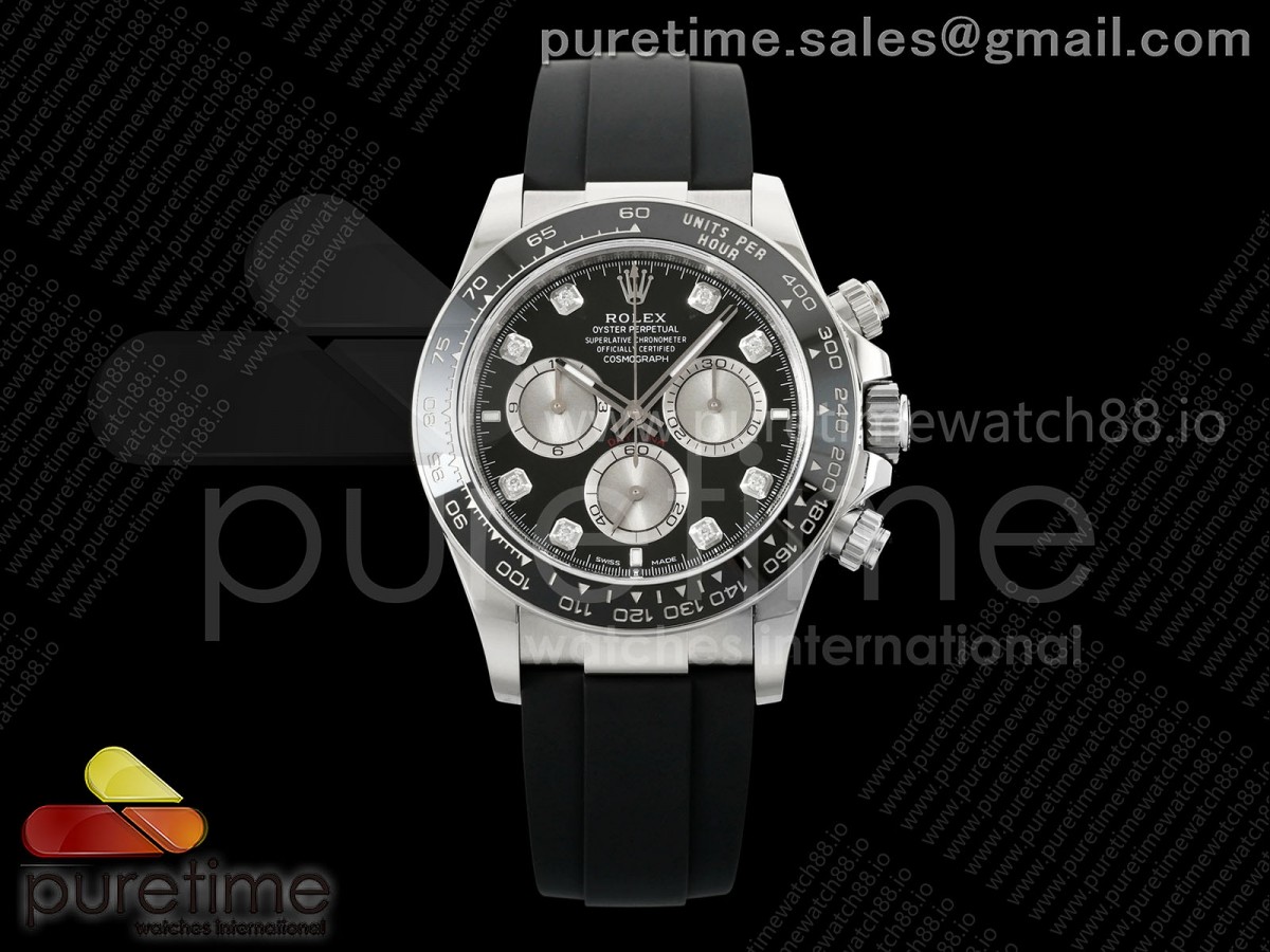 VS공장 롤렉스 데이토나 스틸 8P블랙다이얼 러버스트랩 텅스텐 Daytona 126519 VSF 1:1 Best Edition Black/Silver Diamonds Dial on Oysterflex Strap VS4131 V2 (Weighted)