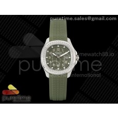 PP공장 파텍필립 아쿠아넛 5267 그린다이얼 다이아몬드베젤 그린러버스트랩 Aquanaut 5267 SS PPF 1:1 Best Edition Green Textured Dial on Green Rubber Strap Ronda Quartz