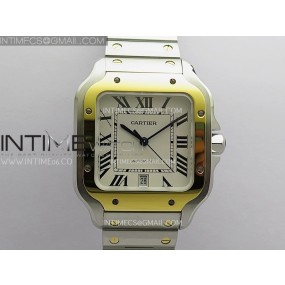 [2025.12UP] GF공장 까르띠에 산토스 40MM 라지 옐로우골드콤비 스마트링크브레이슬릿 Santos de Cartier 40mm SS/YG GF 1:1 Best Edition White Dial On SS Bracelet MIYOTA 9015