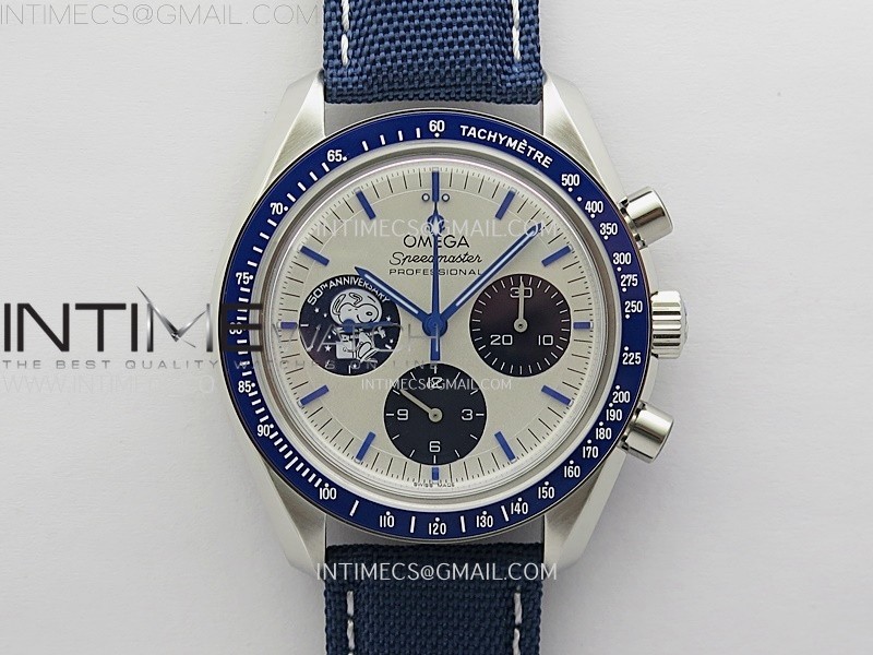 N1공장 오메가 스피드마스터 스누피 스틸 블루앤화이트 페브릭스트랩 Speedmaster Professional 