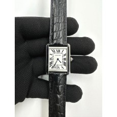 국내배송!! AF공장 까르띠에 탱크솔로 24MM 스틸 화이트다이얼 블랙크로커다일스트랩 (고유번호 24te4)