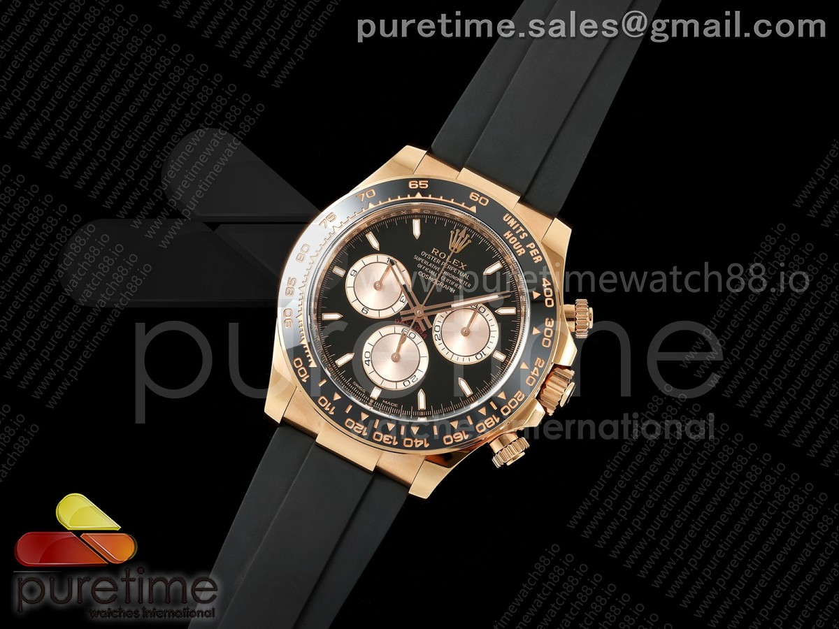 CLEAN공장 롤렉스 데이토나 로즈골드금통 블랙다이얼 로즈골드서브다이얼 러버스트랩 텅스텐